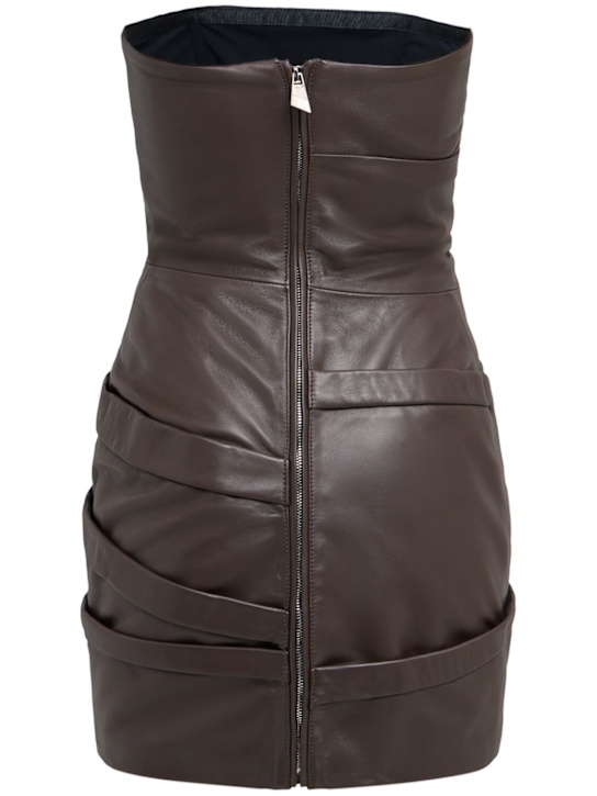 The Attico: Robe mini bustier en cuir