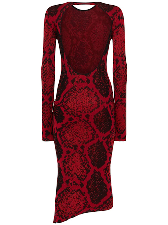 The Attico: Robe midi en mélange de viscose imprimé python