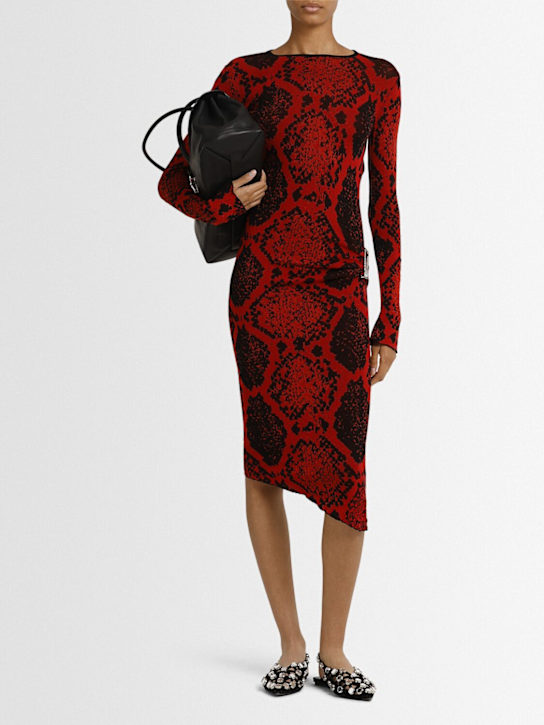 The Attico: Robe midi en mélange de viscose imprimé python