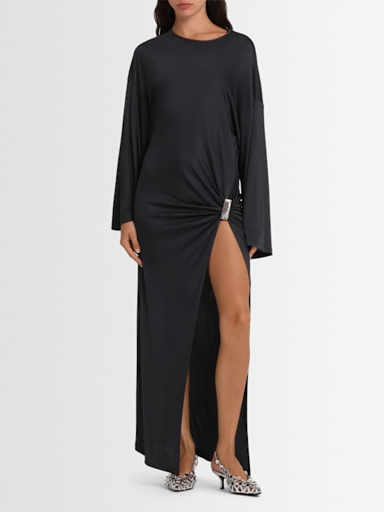The Attico - Robe longue en matière drapée de viscose brillant