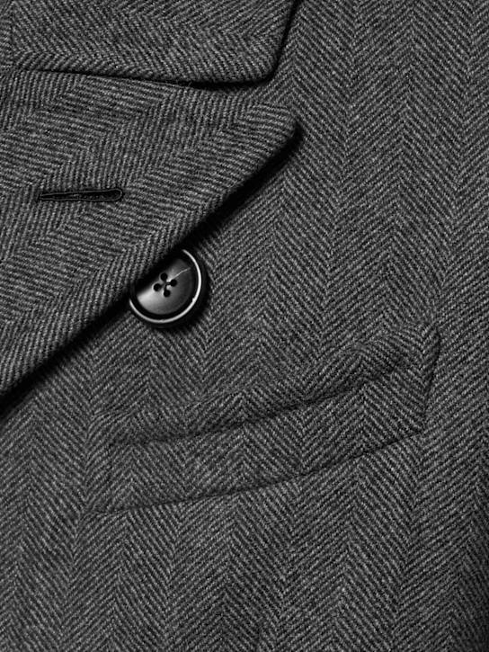 Tom Ford: Cappotto doppiopetto in lana spigata
