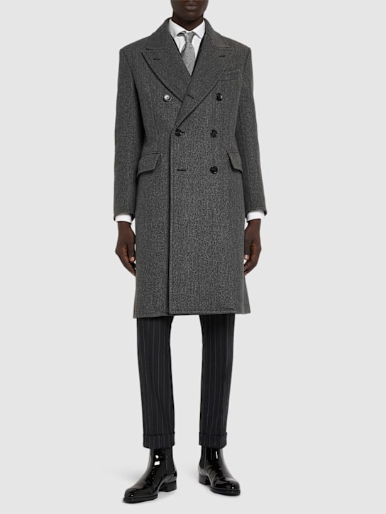 Tom Ford - Cappotto doppiopetto in lana spigata