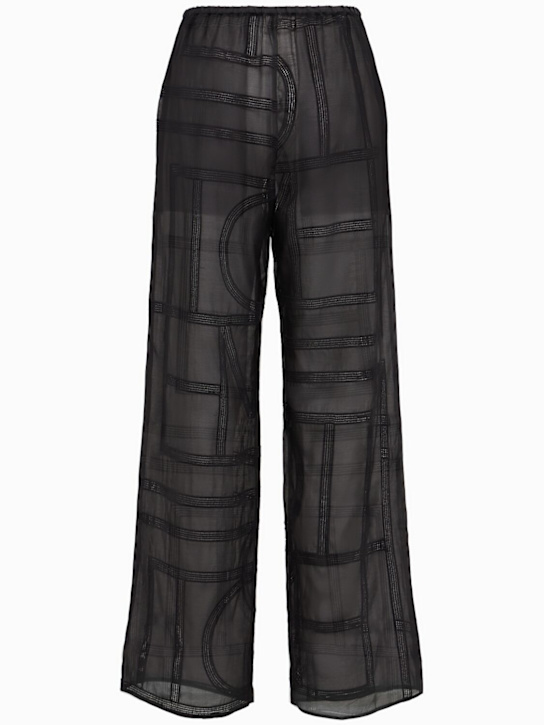 Toteme: Pantalon de pyjama en coton et soie à monogramme