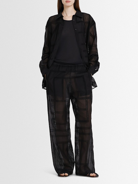 Toteme - Pantalon de pyjama en coton et soie à monogramme