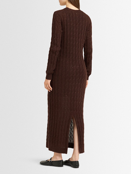 Brunello Cucinelli: Robe oversize en maille de mohair mélangé embelli