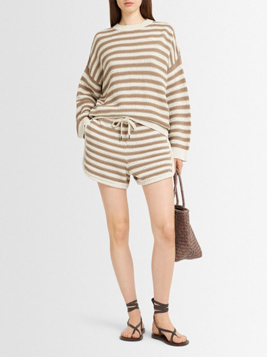 Brunello Cucinelli - Striped cotton blend shorts