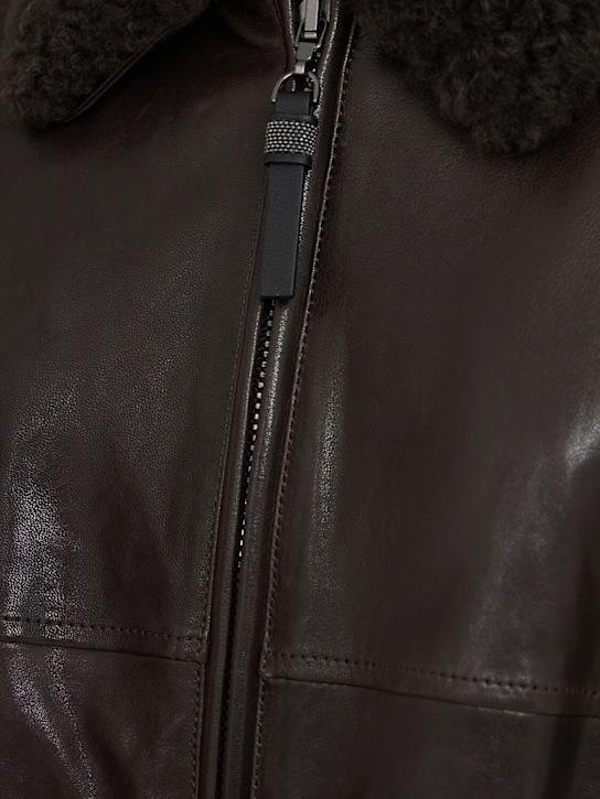Brunello Cucinelli: Veste bomber en cuir et fourrure
