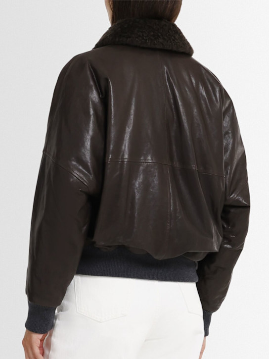 Brunello Cucinelli: Veste bomber en cuir et fourrure