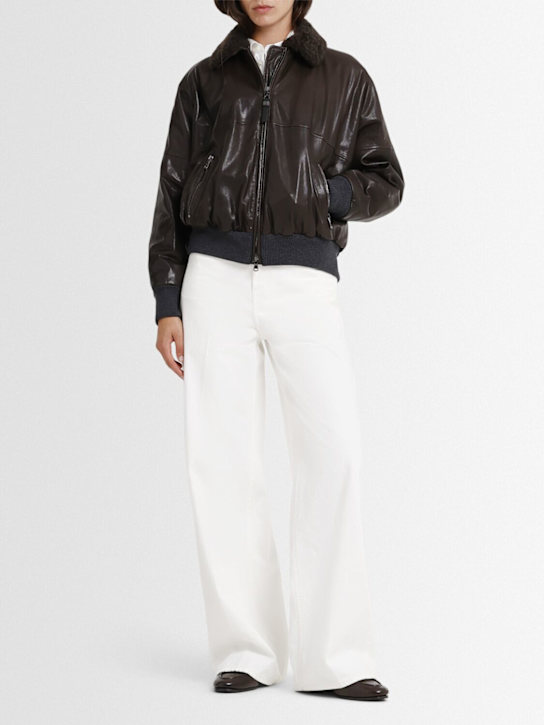 Brunello Cucinelli - Veste bomber en cuir et fourrure