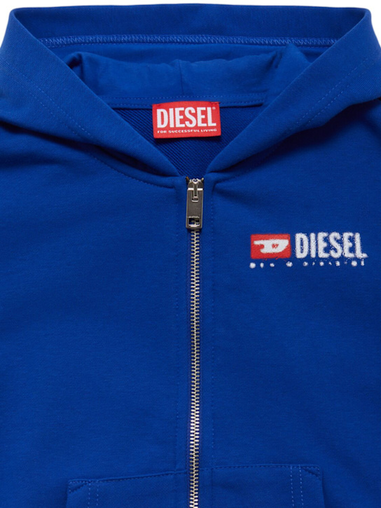 Diesel Kids - Sweat-shirt zippé à capuche en mélange de coton