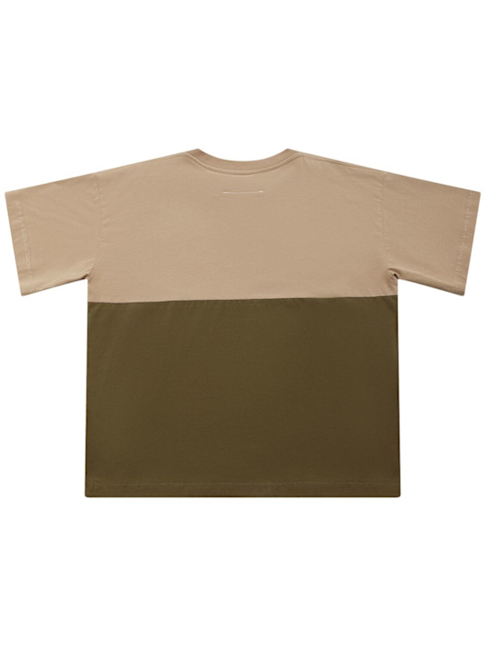 MM6 Maison Margiela: T-shirt in jersey di cotone bi-color