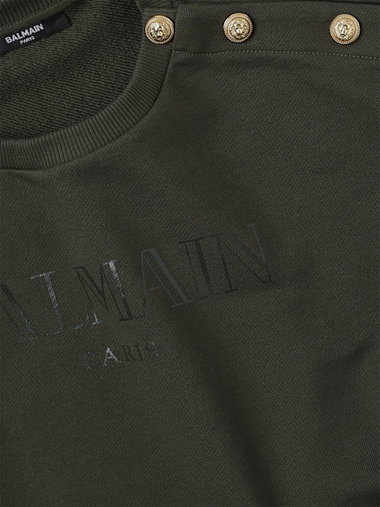 Balmain - Cotton crop sweatshirt w/logo