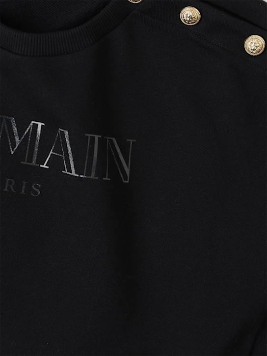 Balmain - Cotton crop sweatshirt w/logo