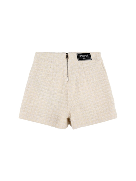 Balmain: Shorts aus Wollmischtweed