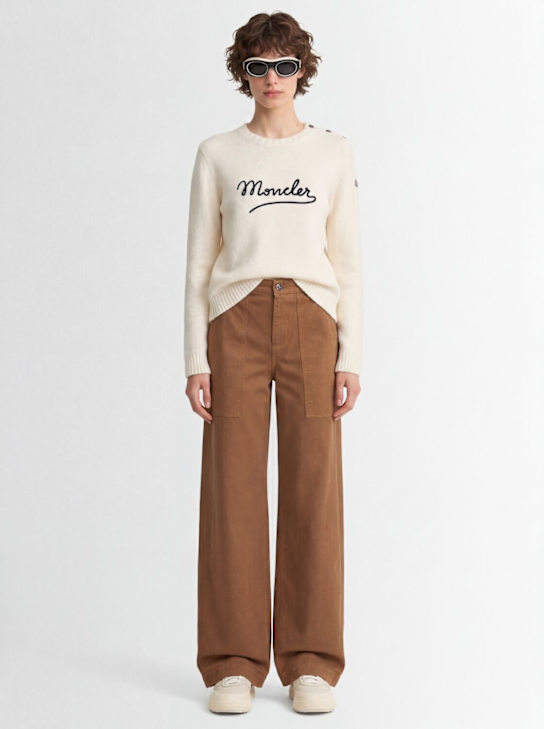 Moncler: Logo cotton canvas pants