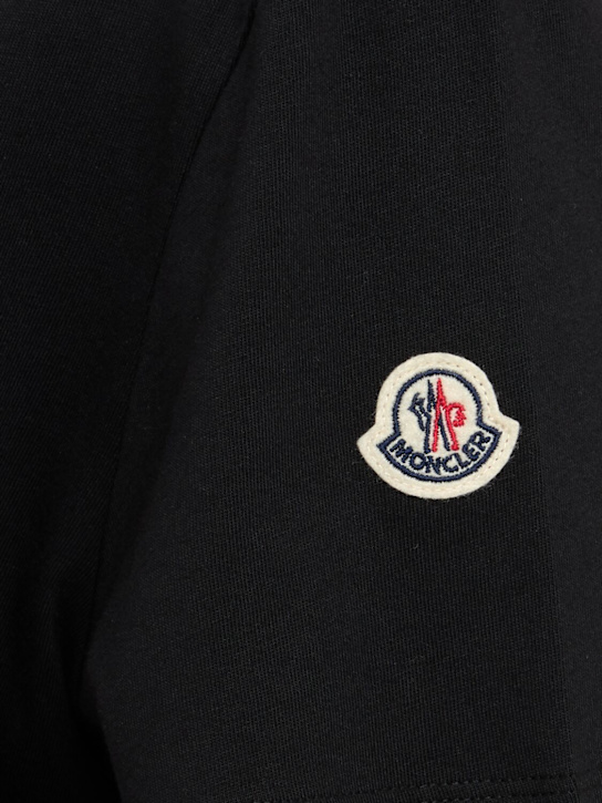 Moncler: Embroidered tonal logo cotton t-shirt