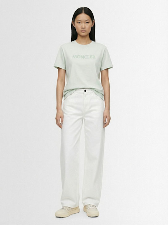 Moncler - Embroidered tonal logo cotton t-shirt