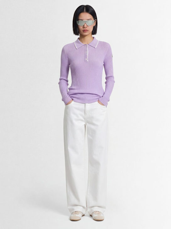 Moncler: Virgin wool long sleeve polo shirt
