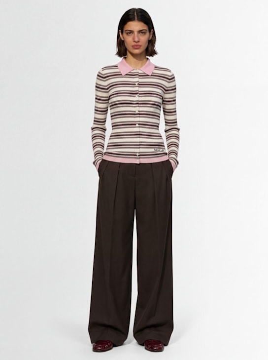 Moncler: Striped cotton long sleeve polo shirt