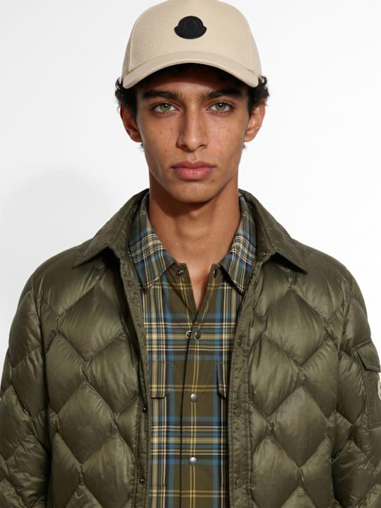 Moncler: Logo cotton gabardine baseball cap