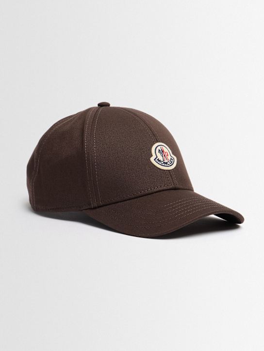 Moncler: Logo cotton gabardine baseball cap