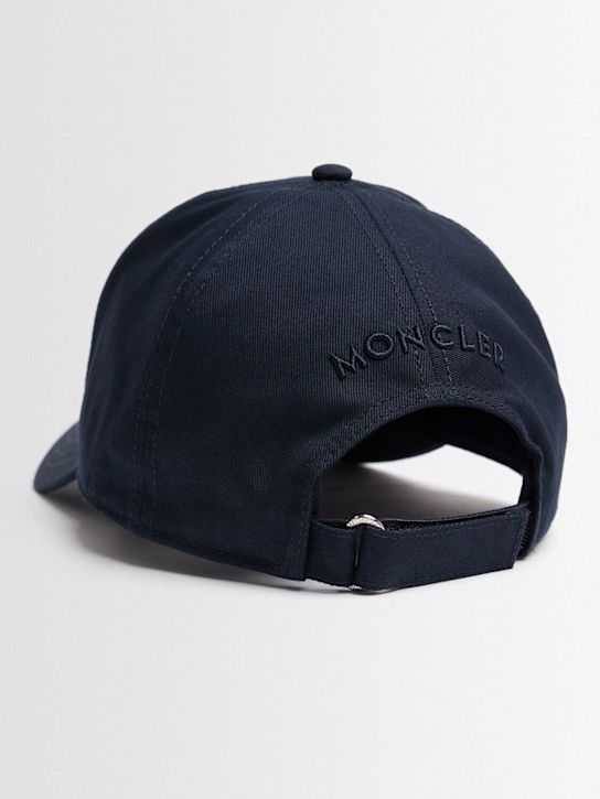 Moncler: Logo cotton gabardine baseball cap