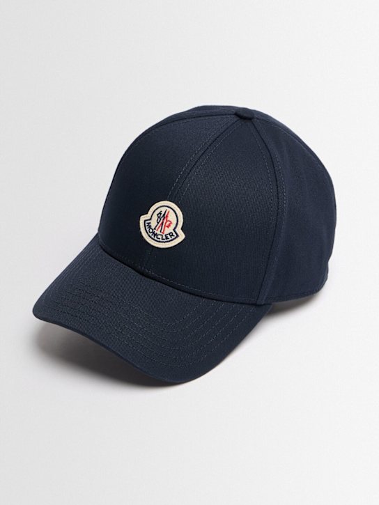 Moncler: Logo cotton gabardine baseball cap