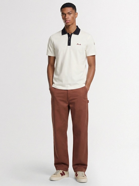 Moncler: Embroidered logo cotton polo shirt