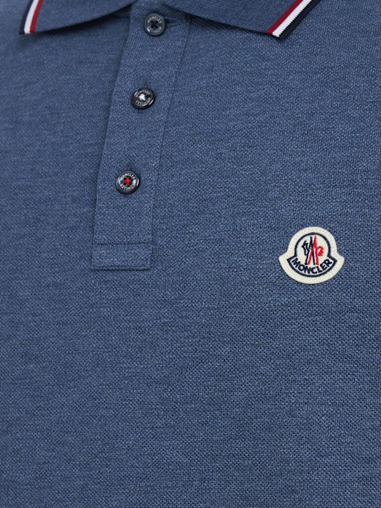 Moncler: Tricolour-Trimmed cotton polo shirt