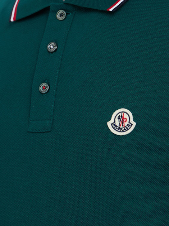 Moncler: Tricolour-Trimmed cotton polo shirt