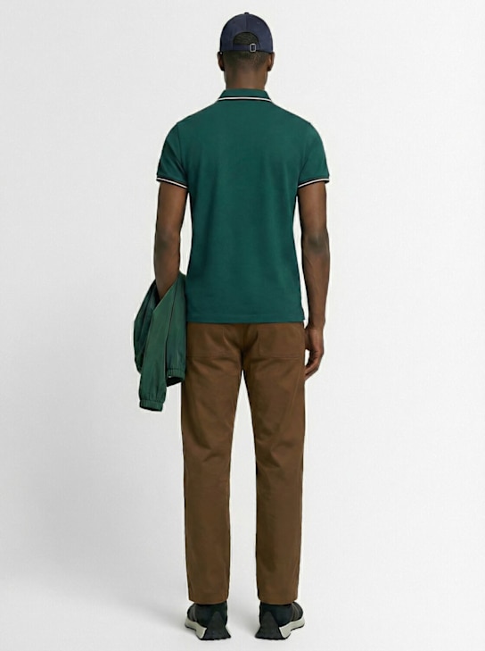 Moncler: Tricolour-Trimmed cotton polo shirt