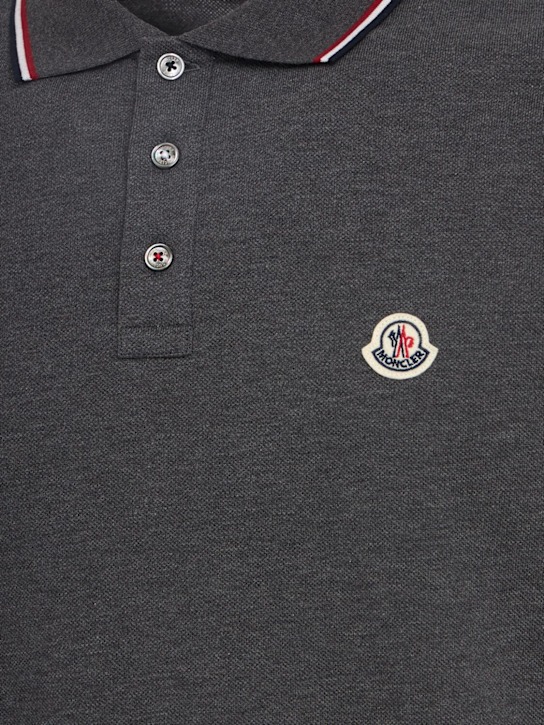 Moncler: Tricolour-Trimmed cotton polo shirt