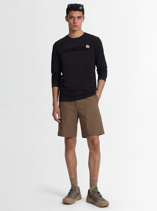 Moncler: Logo cotton l/s t-shirt