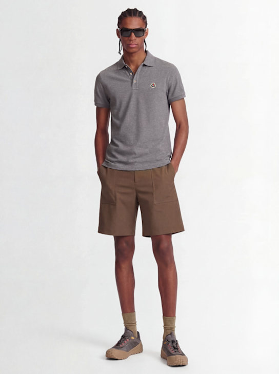 Moncler: Logo patch cotton polo shirt