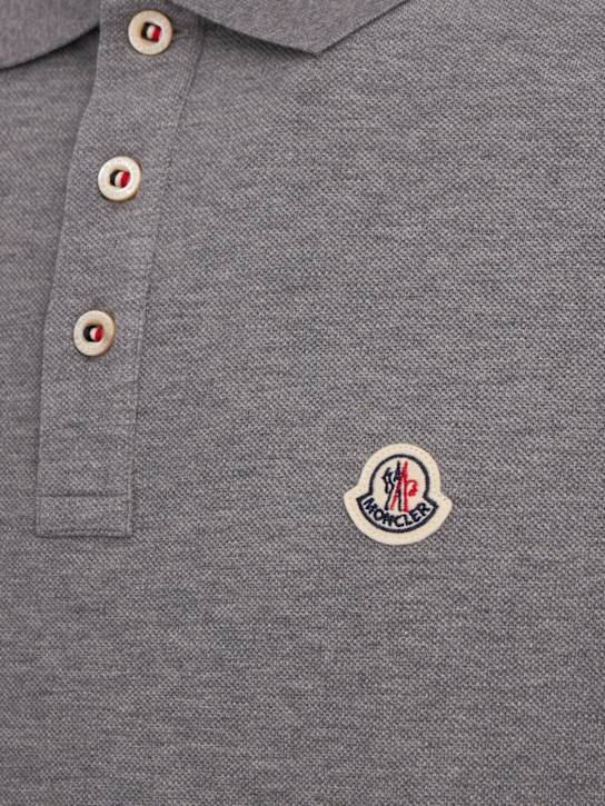 Moncler: Logo patch cotton polo shirt