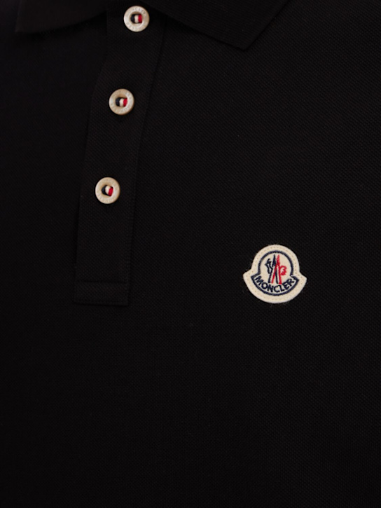 Moncler: Logo patch cotton polo shirt
