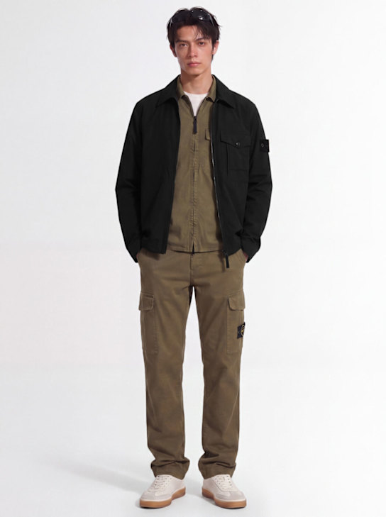 Stone Island - Logo cotton zip-up overshirt