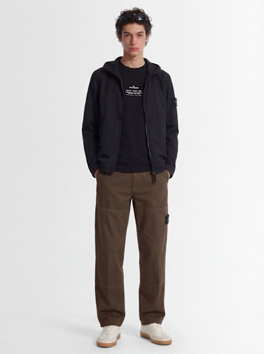 Stone Island - Logo patch nylon zip-up hooded jacket