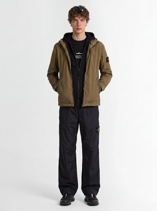 Stone Island: Logo patch nylon zip-up hooded jacket