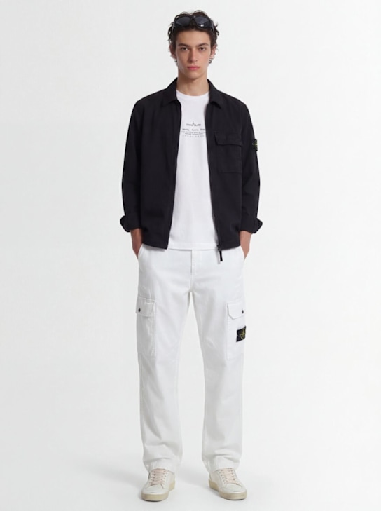 Stone Island - Logo cotton zip-up shirt