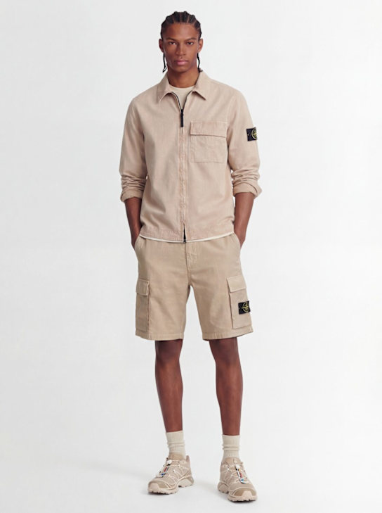 Stone Island - Logo cotton zip-up shirt