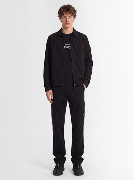 Stone Island - Logo cotton zip-up shirt jacket