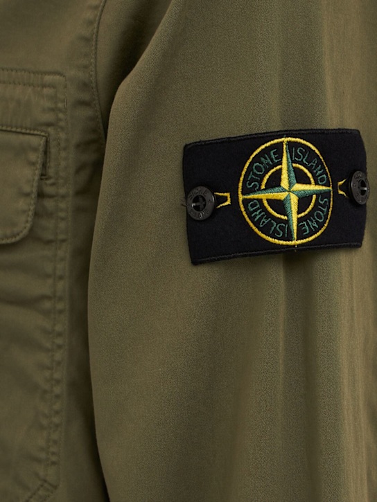 Stone Island: Logo cotton zip-up shirt jacket