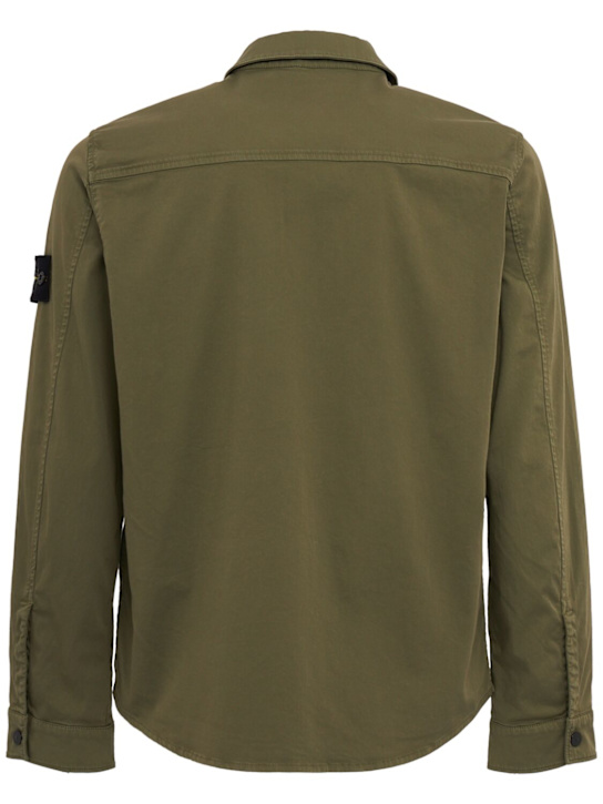 Stone Island: Logo cotton zip-up shirt jacket