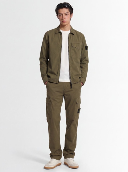 Stone Island - Logo cotton zip-up shirt jacket