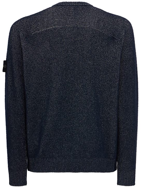 Stone Island: Logo cotton blend crewneck sweater