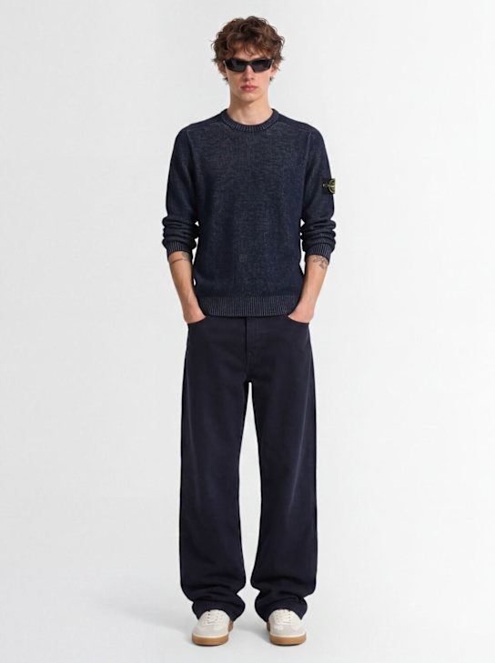Stone Island: Logo cotton blend crewneck sweater