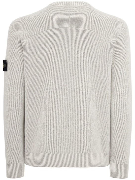 Stone Island: Logo cotton blend crewneck sweater
