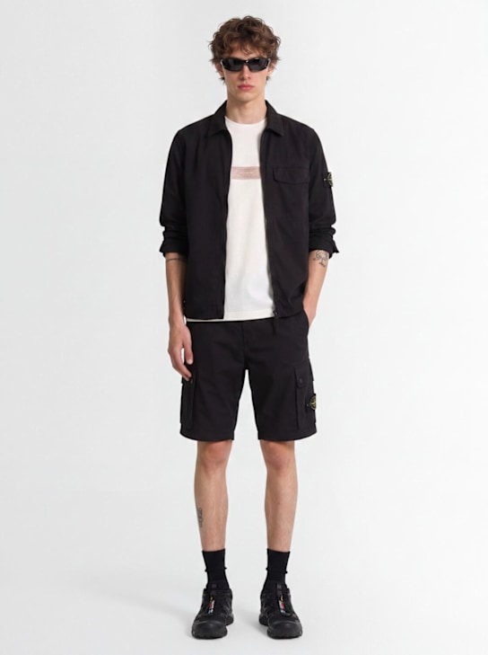 Stone Island: Logo cotton slim shorts