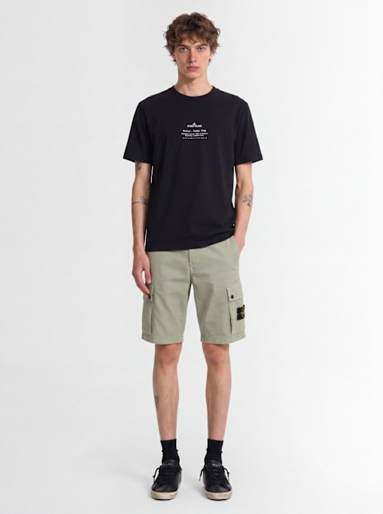 Stone Island - Logo cotton slim shorts